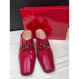 Aerosoles Womens Red Snake Leather Slip on Shoes Heels Size 9 SKU 6586